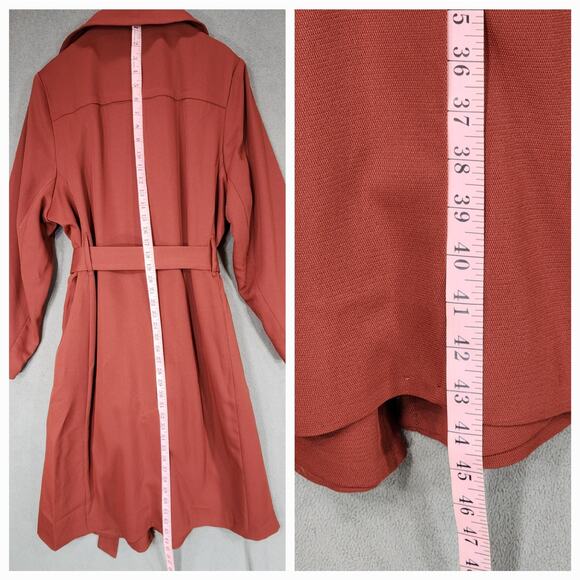 Estelle Georgie Trench Coat 1X 16W Women Ginger Orange Red Pockets EJ231100 NEW - Picture 9 of 16
